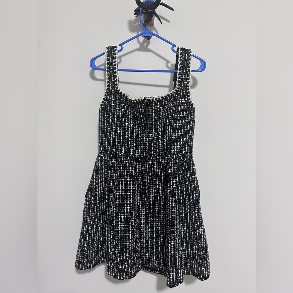 CIDER Tweed U-Neckline Solid Mini Dress - Picture 6 of 8